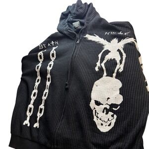 Death Note Ryuk Hoodie XL Vintage‎ Anime Full Zip Viz Media Waffle Knit